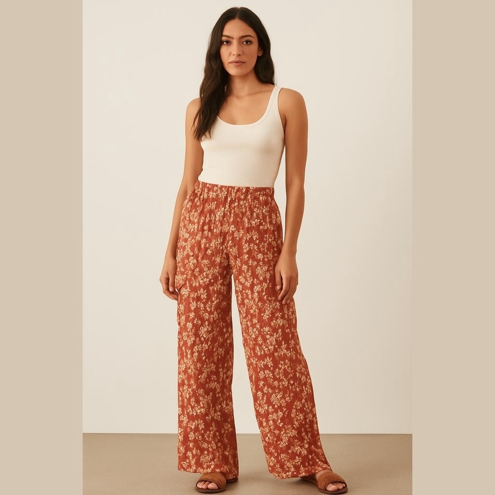 NWOT Love, Fire Floral Pleated Pants With Side Pocket Sz XL